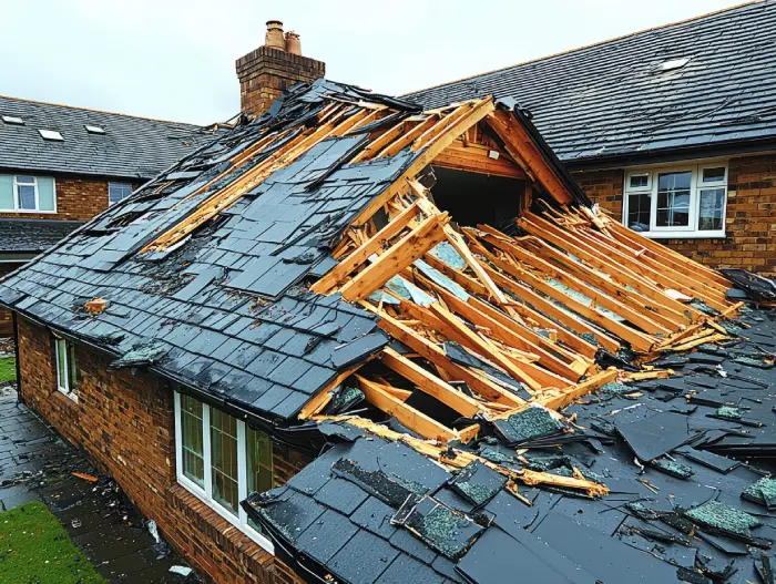severe storm damage to house